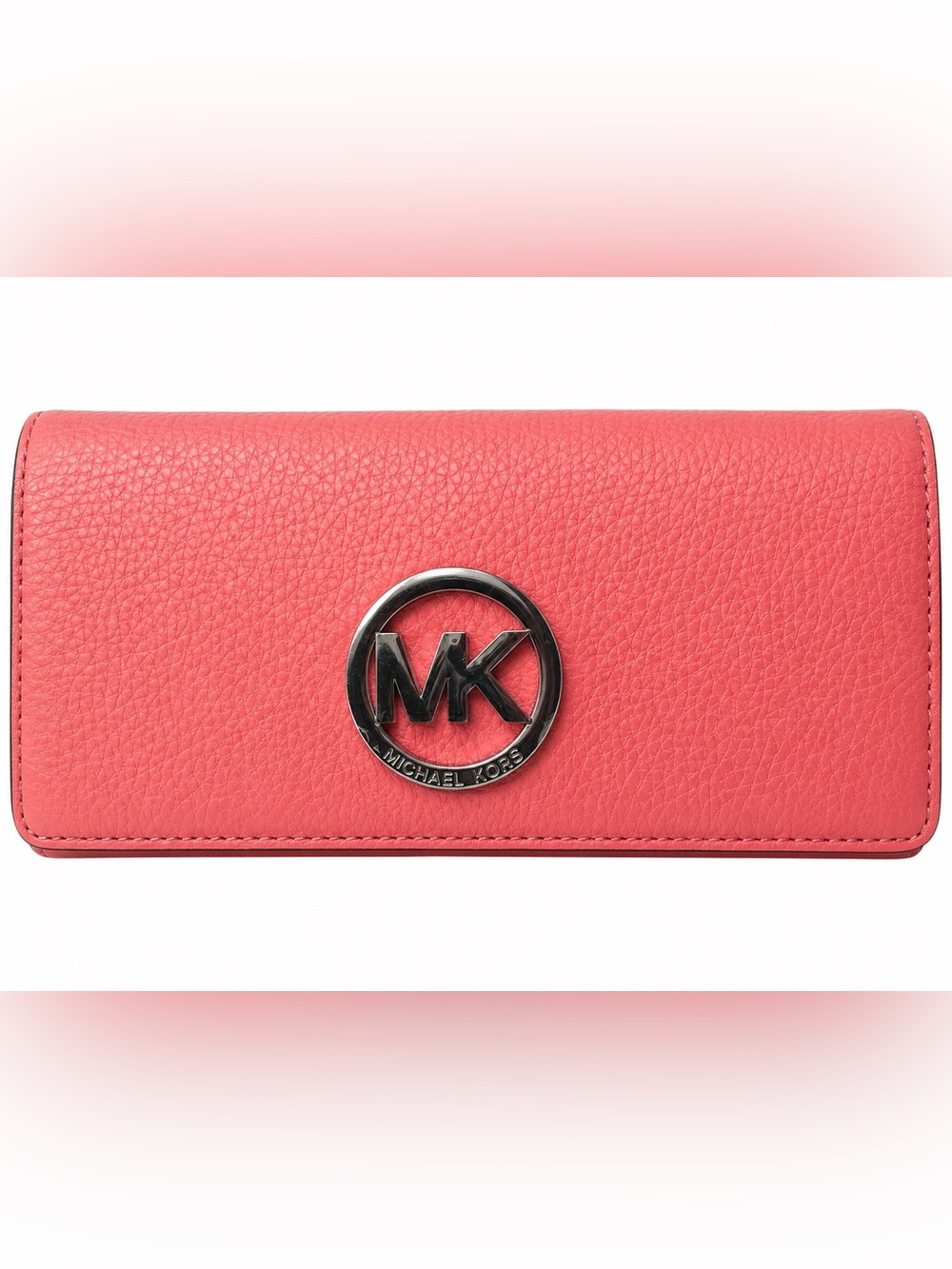 Michael Kors Pink Pebbled Leather MK Logo Wallet
